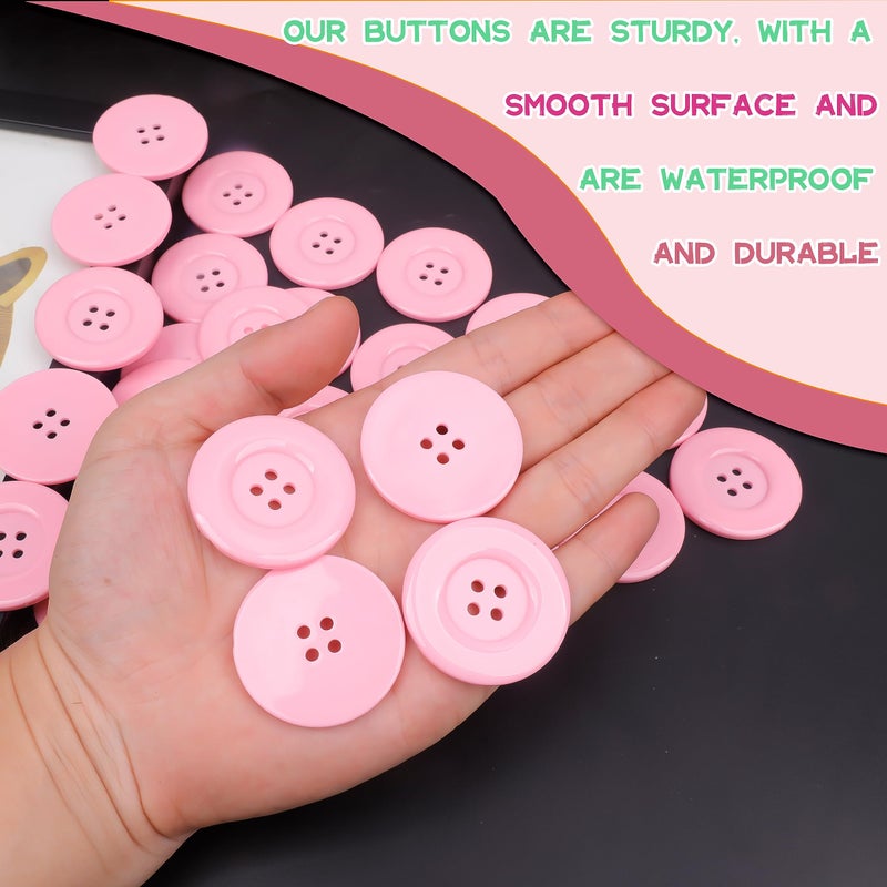 YAKA 50pcs 4 Holes Round Sewing Resin Buttons1.5inch/38mm in Bulk for Environmental Sewing Fasteners Scrapbooking DIY Sewing Tailor Crafts Coats Clothe Pink - Image 4